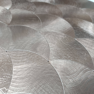 Rose Gold Pink Color Fish Scale Fan Shape Backsplash Wall Tile Self Adhesive Aluminum Tiles Mosaic Peel and Stick Mosaiken